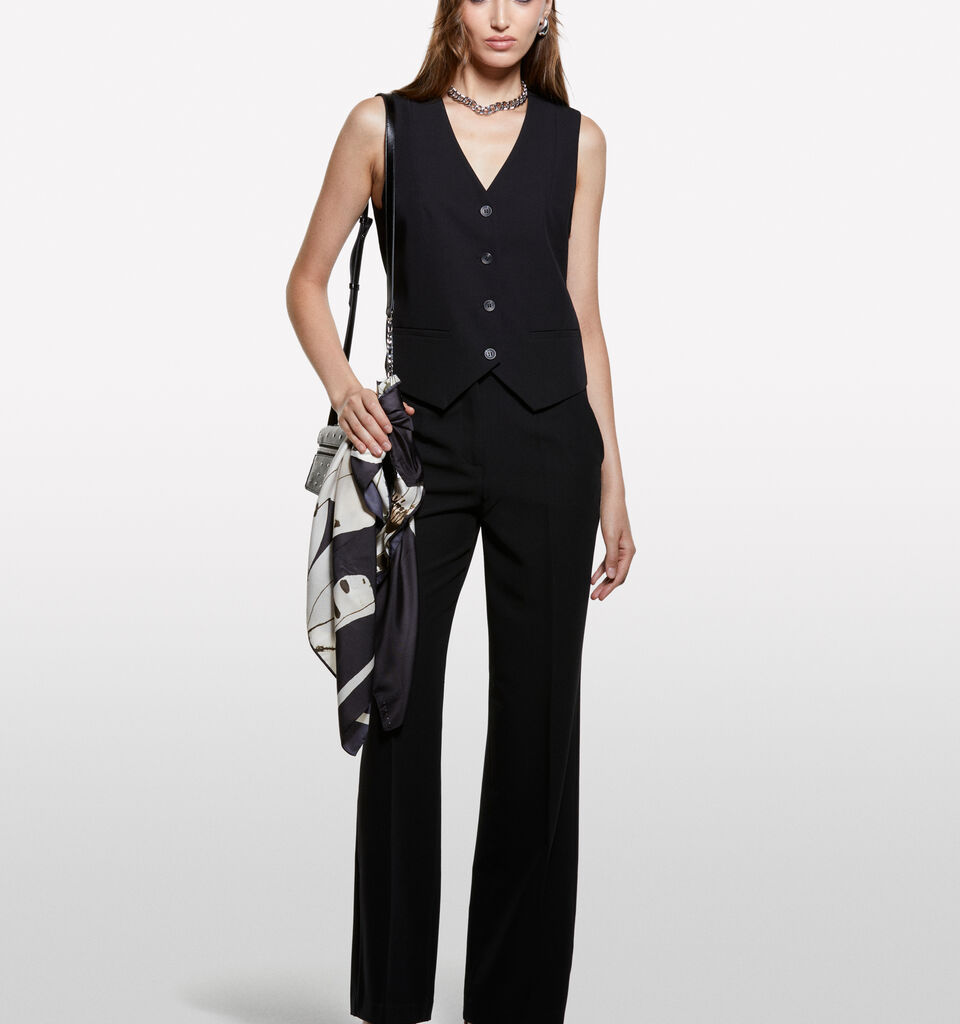 Black slim fit vest - women's vests and sleeveless jackets - Black | Sisley image number 1